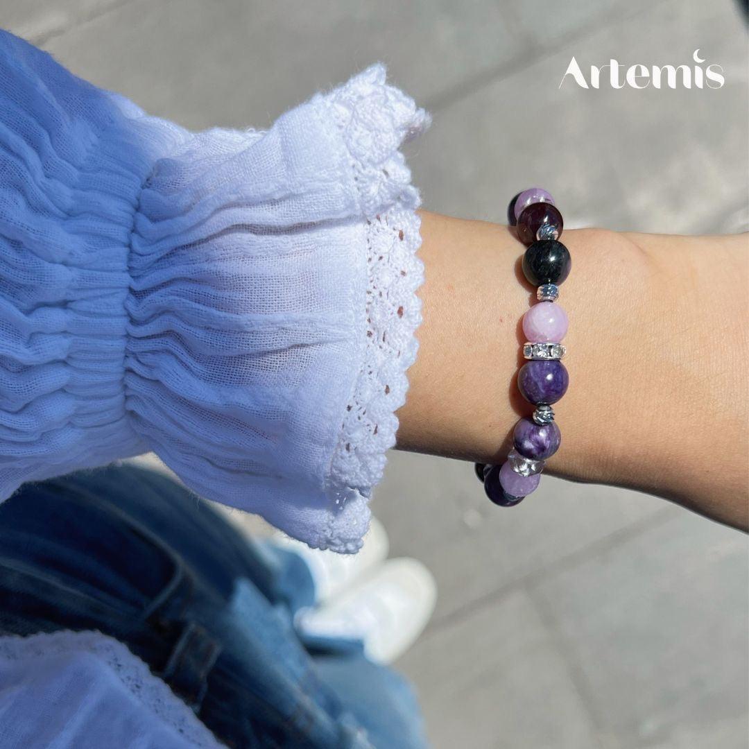 紫龍晶紫鋰輝石榴石水晶手鏈