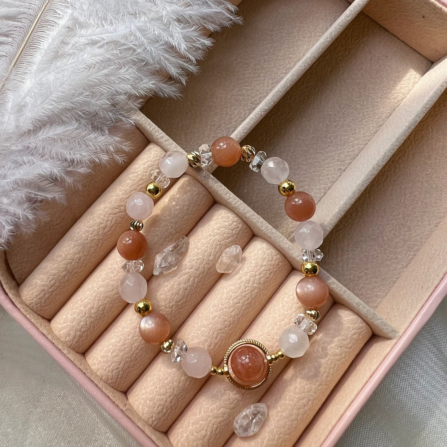 橙月光粉晶18K包金水晶手鏈